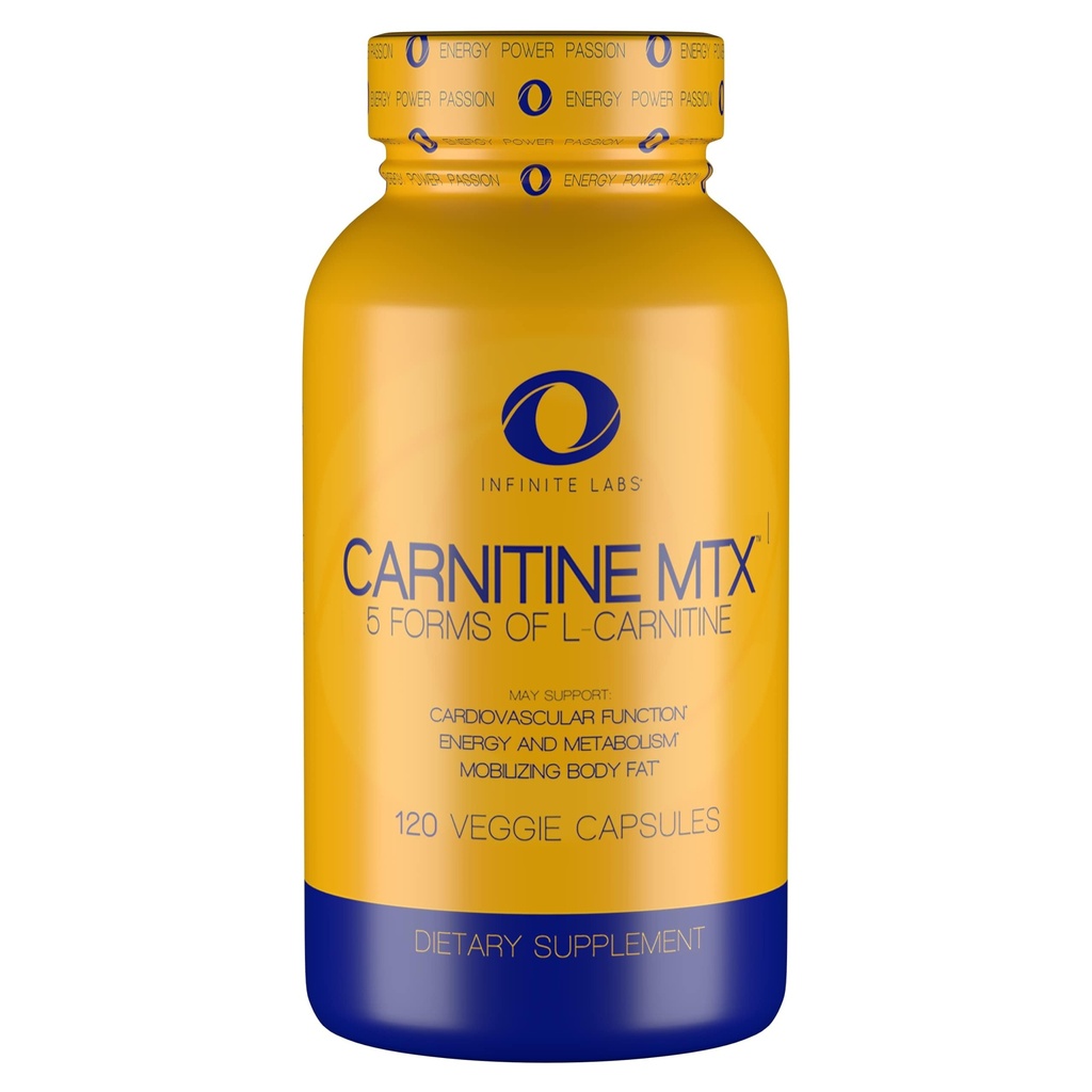 Infinite Labs L Carnitine 1000mg MTX - Mélange d'acide amino de la carnitine Fumarate, L-Carnitine L-Tartrate, acétyl L-Carnitine, L-Carnitine HCL, L-Carnitine Base 120 Capsules de Véggie.