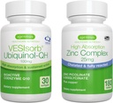 VESIsorb Ubiquinol-QH + Ensemble complexe de zinc pour la fertilité, Avanced CoQ10 100mg + 25mg de zinc chélaté, par Igennus