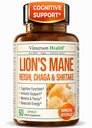 Lions Mane Supplement Capsules – Mushroom Powder Blend with Lions Mane Powder, Turkey Tail, Shiitake Mushrooms & More – Focus & Energy Supplements for Mood & Immune Support. Non-GMO. 60 Vegan Capsules
