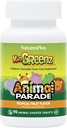 NaturesPlus Parade animale KidGreenz, saveur de fruits tropicaux - 90 comprimés en forme d'animal, à croquer - lot de 2 - avec brocoli et épinard - Végétarien, sans gluten - 180 portions totales