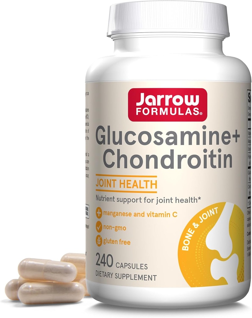 Formules de Jarrow Glucosamine + Chondroïtine - 240 Capsules - Soutien nutritionnel de la santé articulaire - avec la vitamine C et le manganèse - 60 portions