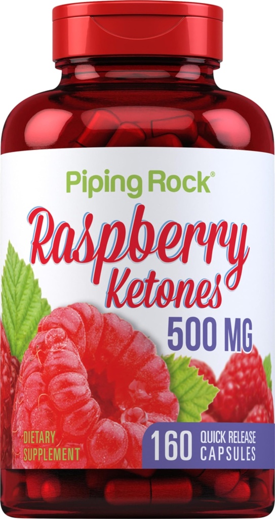Piping Rock Cétones de framboise 500mg. 160 Capsules.