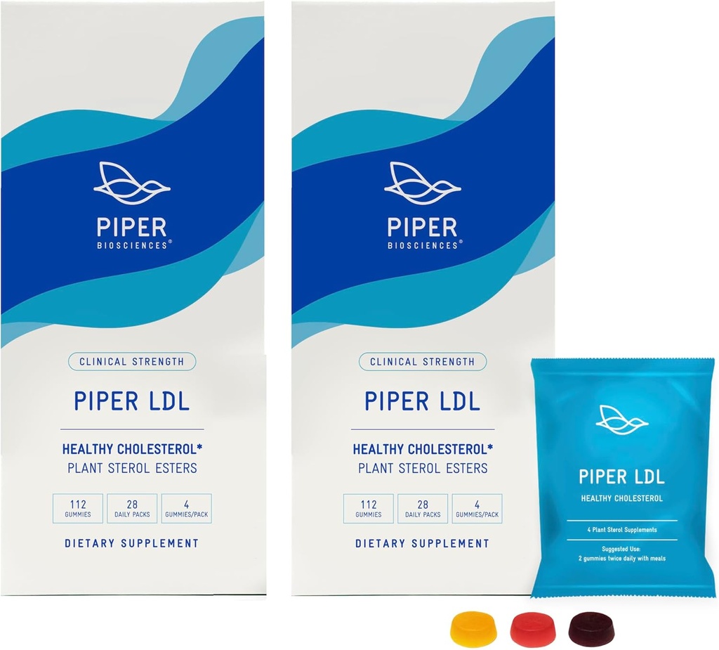 Piper LDL Cholestérol Stérol des plantes de santé Gommies: Stérols végétaux Supplément cholestérol (2 boîtes, 224 Gommies)