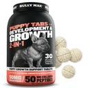 Vitamines de chiots Bully Max 2-en-1 - 30 comprimés à croquer pour le développement et la croissance des chiots - Gâteries pour chiens, vitamines et suppléments pour petits chiens et gros chiots de race - Peut être utilisé comme apprêt alimentaire