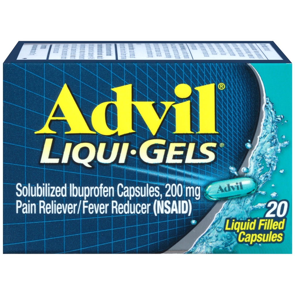 Advil Liqui-Gels Pain Reliever and Fever Reducer, Pain Medicine for Adults with Ibuprofen 200mg for Headache, Backache, Menstrual Pain and Joint Pain Relief - 20 Capsules liquides remplies