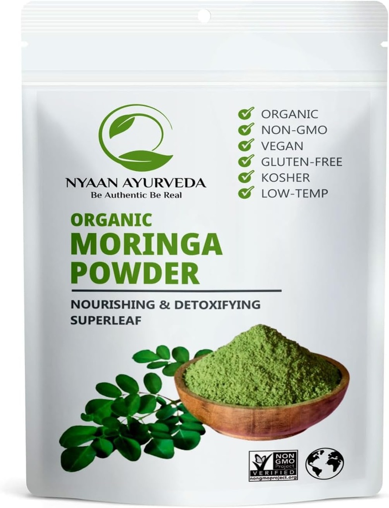 Moringa Powder (8 Ounce), Moringa Oleifera Leaf Powder | Gentle Dried Leaves | 227g (8 Ounce) Pack | Pack of 1