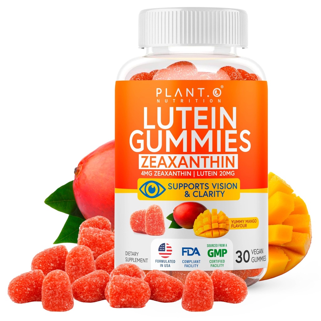 Lutein & Zeaxanthin Gummies - Delicious Vegan Eye Health Vitamines Étudié cliniquement 20mg Lutein et Zeaxanthin pour Vision Clarity Sec Eye Relief et Blue Light Support