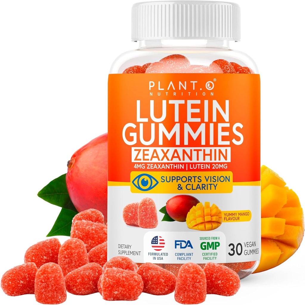 Lutein & Zeaxanthin Gummies - Delicious Vegan Eye Health Vitamines Étudié cliniquement 20mg Lutein et Zeaxanthin pour Vision Clarity Sec Eye Relief et Blue Light Support