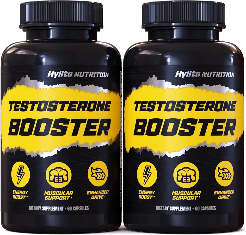 Booster testostérone - Supplément testostérone pour les hommes - Pills d'amélioration masculine pour la croissance musculaire, Libido, Stamina, Force - Tongkat Ali Muscle Builder Supplément entraînement - Total T Test Boost - 2 PACK
