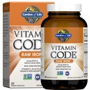 Garden of Life Vitamine Code Raw Iron Supplement - 30 Capsules Vegan, 22mg Une fois par jour Fer, Vitamines C, B12, Folate, Fruits, Veggies & Probiotiques, Suppléments de fer pour les femmes, Soutien énergétique et anémie
