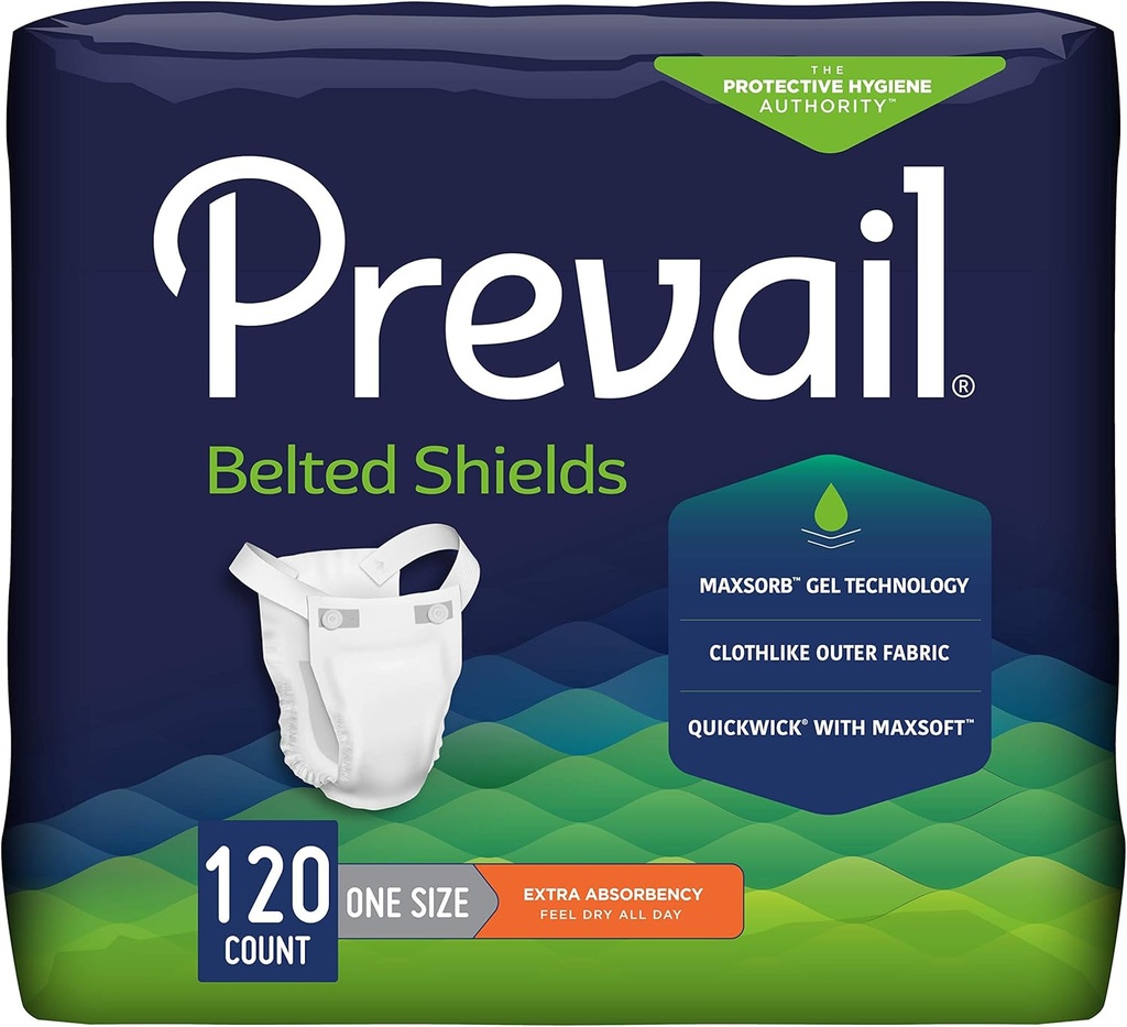 Incontinence absolue Boucliers à courroie unisexe, Bouclier à courroies jetables pour adultes pour hommes et femmes - Absorbance supplémentaire - 120 Nombre (4 paquets de 30)