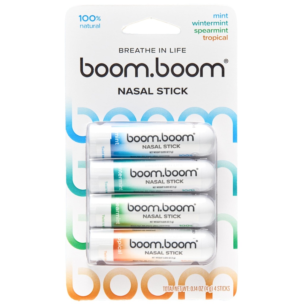 BoomBoom Nasal Stick (technologie de flux de vapeur) Cool Rafraîchissement Sensation (Mint, Menthe d'hiver, Tropical, Spearmint)