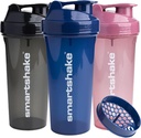 Smartshake Glossy 3-Pack Lite Protein Shaker Bouteille 800 ml.27 oz - Vis à vis étanche - sans BPA – Unisexe - (Noir, Rose profonde, Bleu marine)