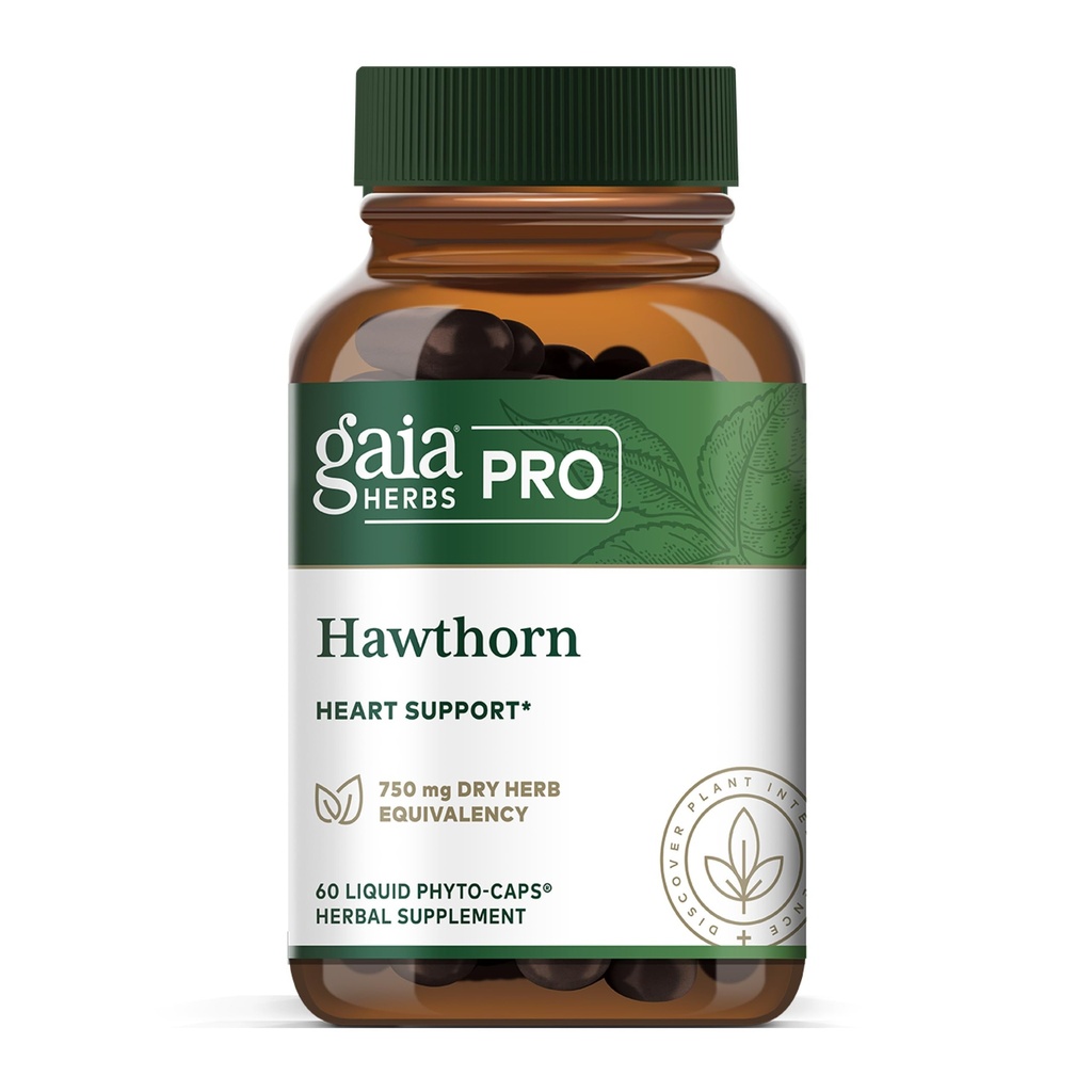 GAIA HERBS PRO Hawthorn - Supplément de soutien de la santé cardiovasculaire* - Supplément de soutien de la circulation* avec Berry Hawthorn biologique - 60 capsules de phytothérapie liquide (60 portions)