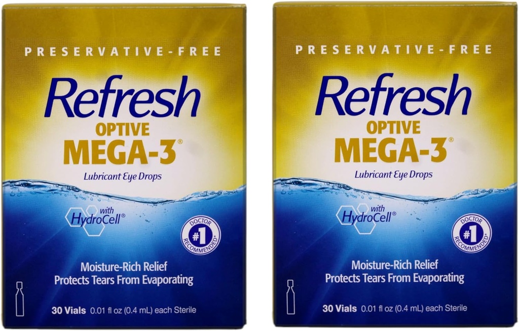 Refresh Optive Mega-3 gouttes oculaires lubrifiantes, 30 à usage unique (paquet de 2)