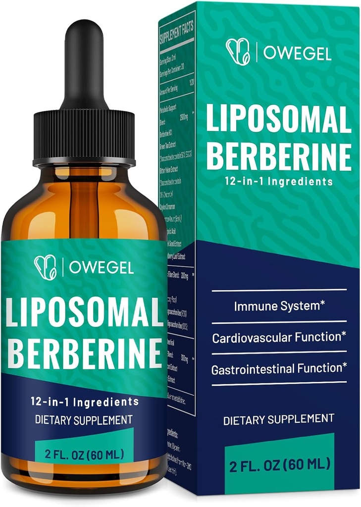 Supplément Berberine HCL avec Ceylan Cinnamon - Liposomique très absorbante Berberine gouttes liquides 3000mg- 12 en 1 Ingrédients naturels - Activateur AMPK - 2 Fl Oz