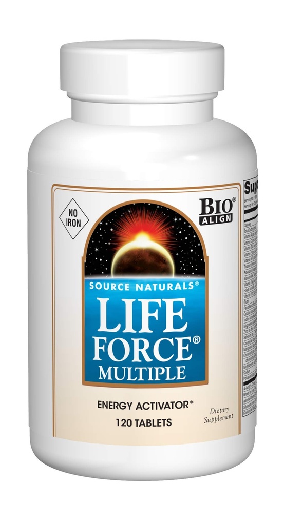 Source Naturals Life Force Multiple Iron Free Daily Multivitamin High Potency Essential Vitamins, Minerals, Antioxidants & Nutrients - Energy & Immune Boost - 120 Tablets