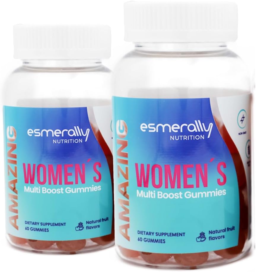 Multivitamines pour femmes - 120 Gommies multivitamines - Vitamines pour femmes - Fruits naturels - Sans gluten et sans OGM - Conditionnement x 2 bouteilles.