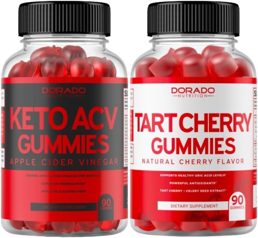 Keto ACV Gummies (90 comte) Advanced Weight Loss Formula Support Healthy Digestion & Metabolism - Tart Cherry Gummies (90 comte) Uric Acid Level Support with Celery Seed Extract - NON OGM & Made in US
