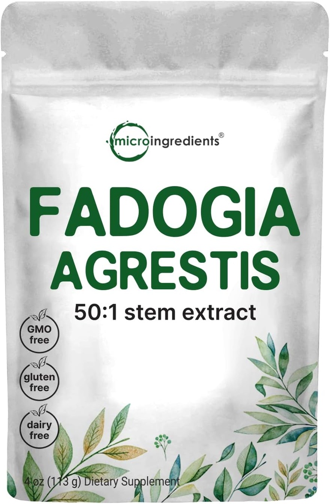 Fadogia Agrestis 600mg par portion, 50:1 Poudre d'extrait, 4 once, hautement purifiée et biodisponible, Etats-Unis Tiers Testé, Résistance maximale, Pas de remplissage, Pas d'additifs, Non-OGM & Pas de gluten