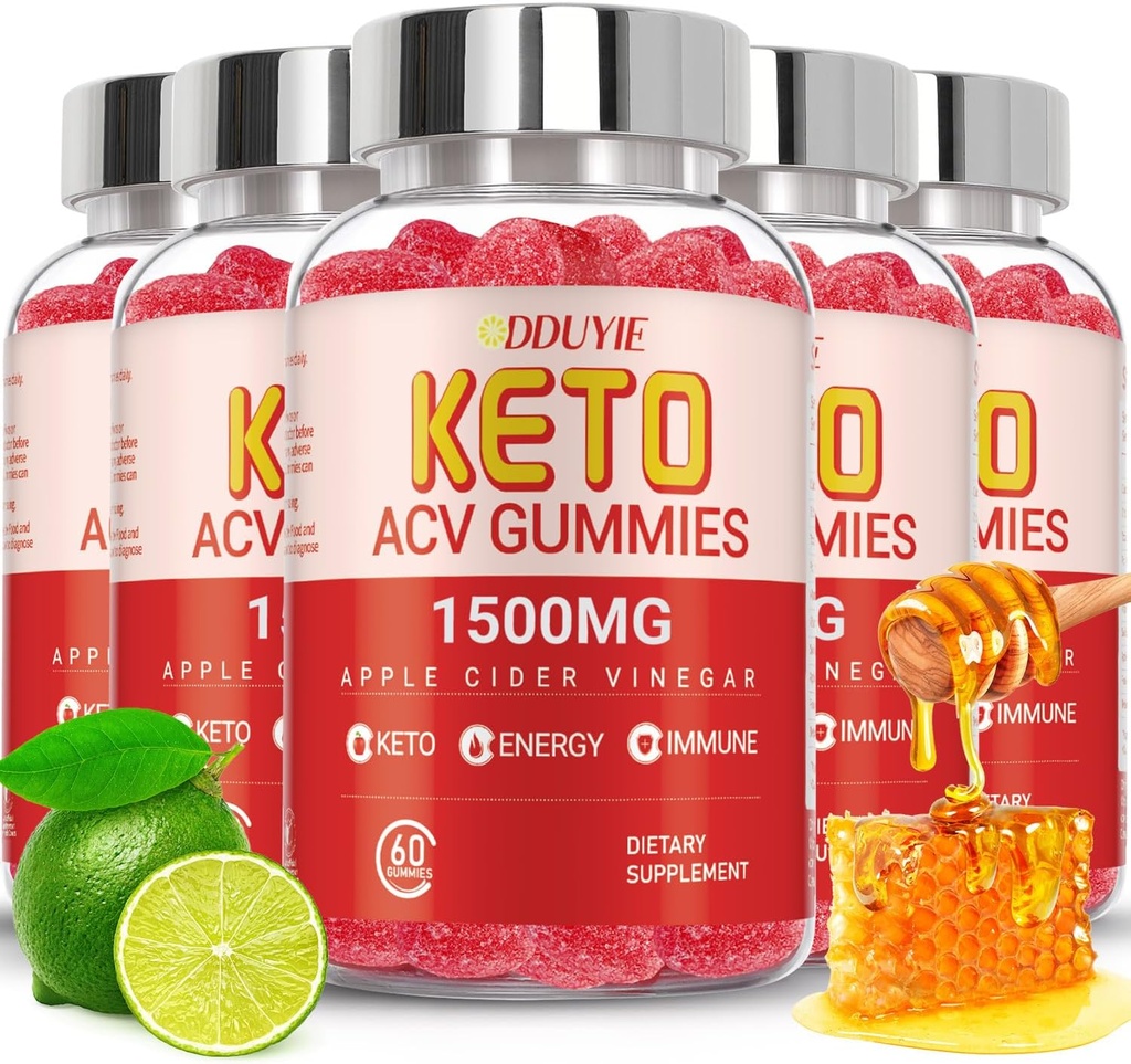 (5 Pack) Gommies Keto ACV Extreme de 1500MG, Gommies, vinaigre de cidre de pomme formulé avec la poudre de jus de betterave de grenade et B12, végétalien et non OGM, 300 Gommys