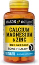 Mason Natural Calcium Magnésium & Zinc, 100, jour d'approvisionnement, soutient la santé normale des os et du système immunitaire Booster, 1 Pack