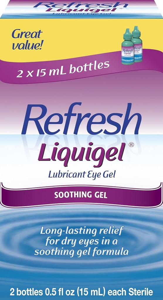 Rafraîchir Gel lubrifiant Liquigel, 2 bouteilles 0.5 Fl Oz (15mL) Chaque stérile (30mL)