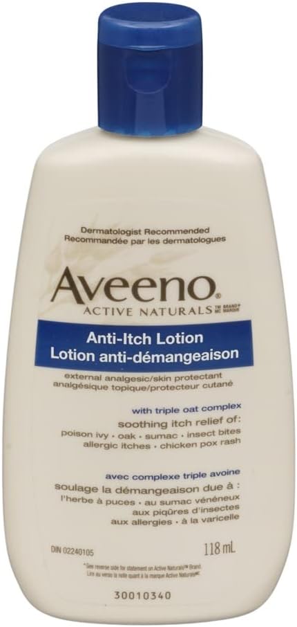 Lotion concentrée anti-Itch Aveeno avec de la calamine et de l'avoine, protecteur de la peau pour un soulagement rapide des démangeaisons de l'Ivy poison, des piqûres d'insectes, de la pox chick et des démangeaisons allergiques, 4 fl. oz