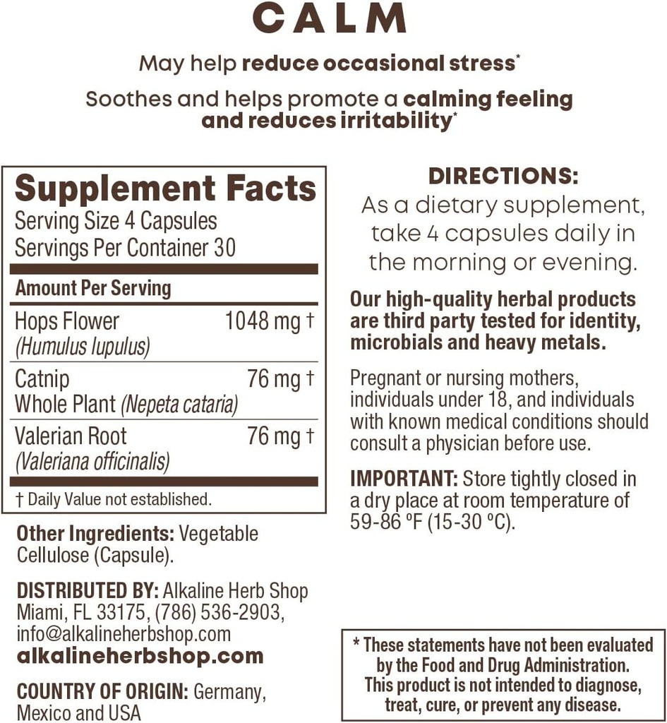 Alkaline Herb Store Supplément Calme 120 Capsules (Happy Mood)