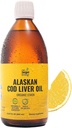Sur la cible vivant l'huile de foie de morue de l'Alaska liquide de l'huile de citron biologique 16,67 oz. Ligne capturée aux États-Unis de Vitamine D. Riche en Omega 3 DHA/EPA.
