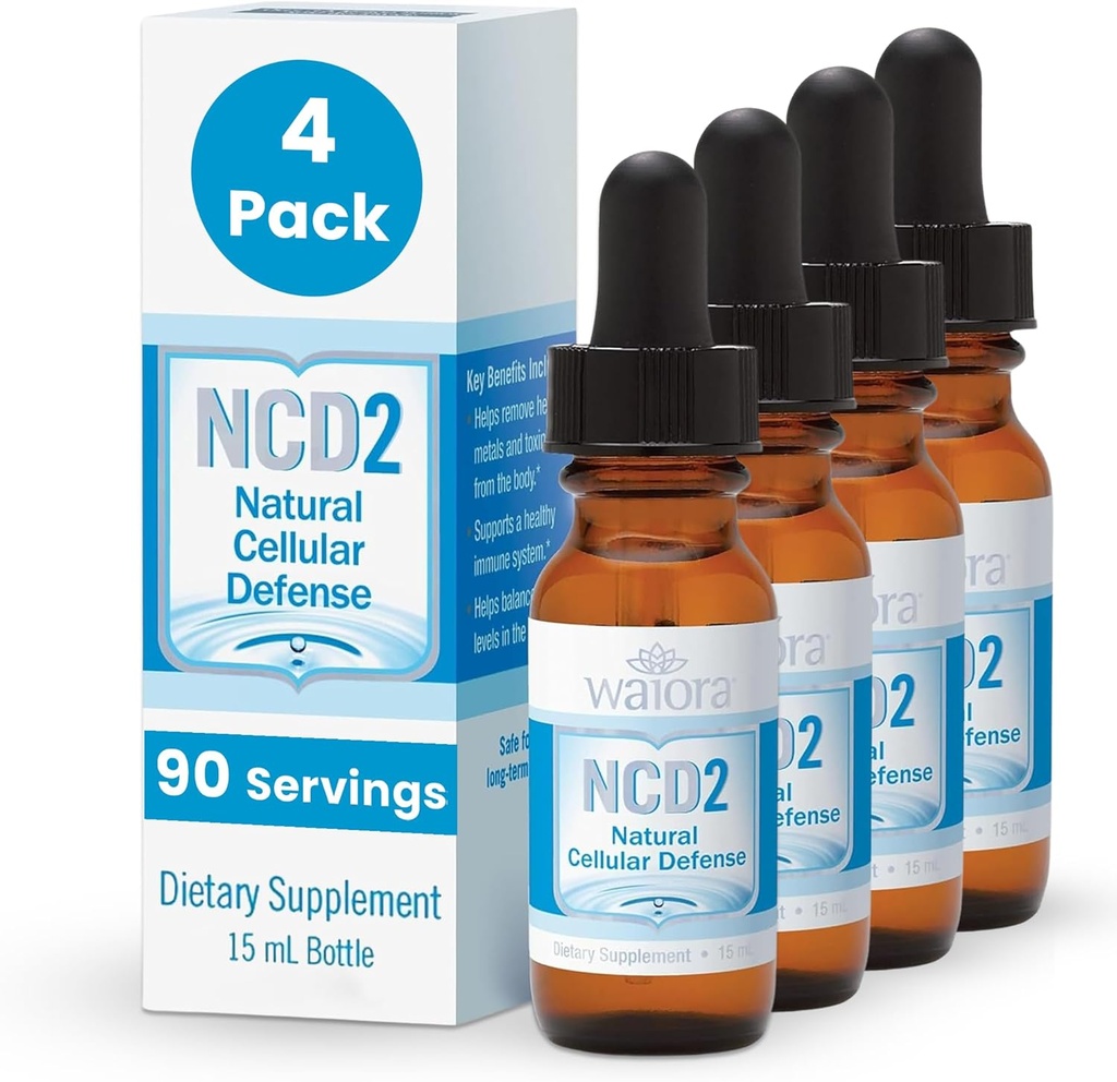 Waiora NCD2 a activé les gouttes de zéolite liquide, mélanger dans les aliments/boissons, nettoyer le corps naturel et promouvoir le soutien immunitaire, tout naturel, pH Balance gouttes de zéolite liquide - 4 bouteilles (0,5 oz. ea.) 360 serv.
