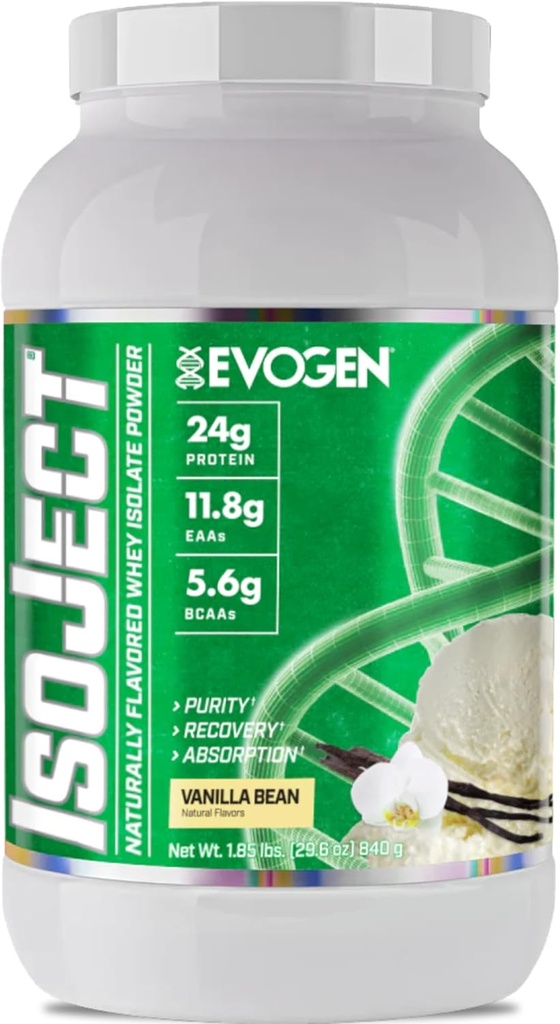Evogen Isoject Naturals - Isolate de protéines de lactosérum naturellement aromatisé, poudre de protéines de lactosérum ultra-pure avec enzymes IgnitorTM, BCAAs et EAAs