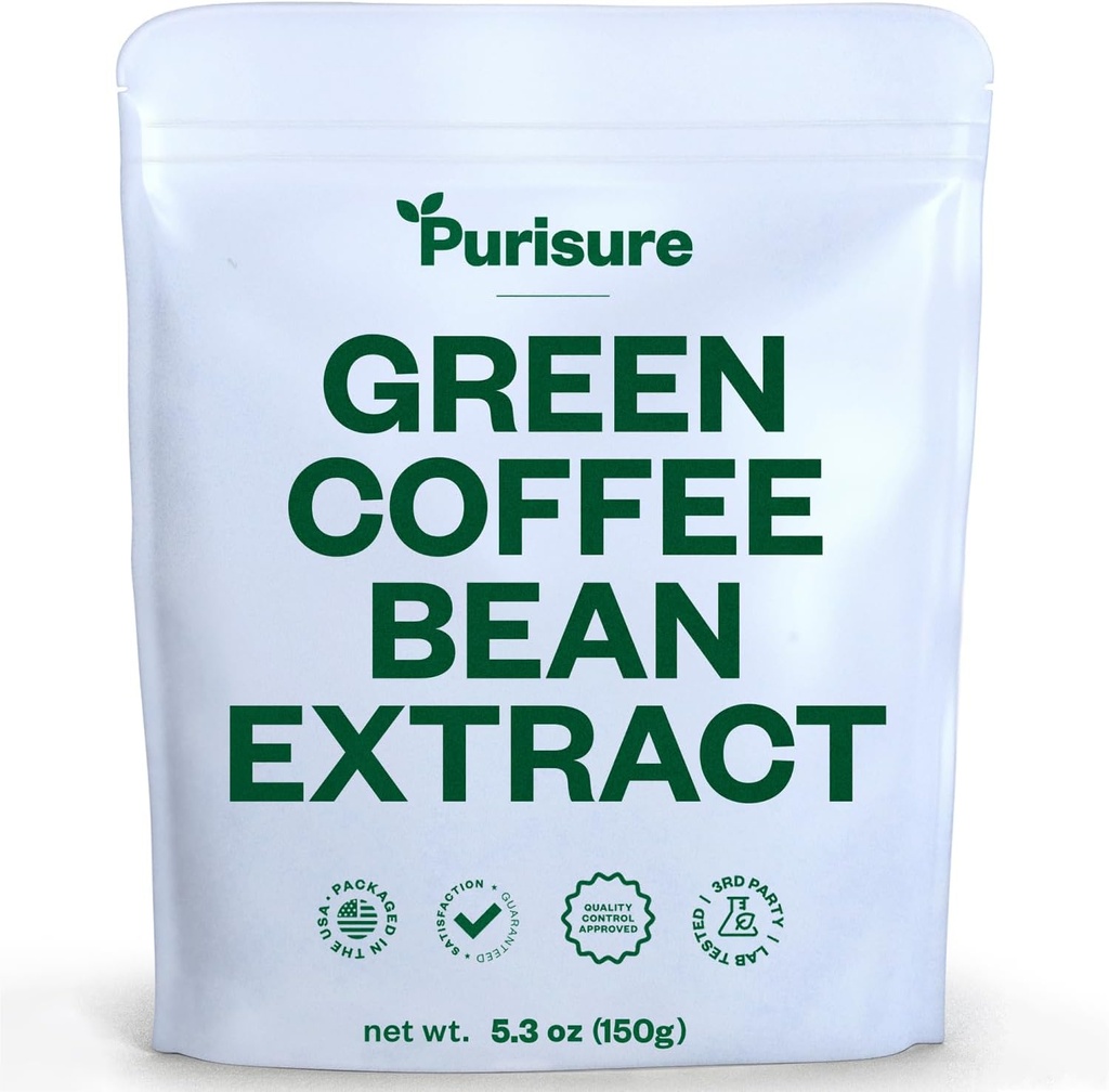 Extrait de fève de café vert puriure 150g, café vert avec acide chlorogène, détox et nettoyage pour les femmes et les hommes, Suppresseur d'appétit naturel pour soutenir la vitalité et l'énergie, 750 portions