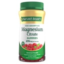 Nature's Bounty Magnesium Citrate Gummies pour adultes, soutient la santé générale, os, Nerve, Muscle & Heart Health Support, 270mg par service, végétalien, non-OGM - framboise 90 Compte