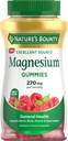 Nature's Bounty Magnesium Citrate Gummies pour adultes, soutient la santé générale, os, Nerve, Muscle & Heart Health Support, 270mg par service, végétalien, non-OGM - framboise 90 Comte