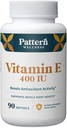 Pattern Wellness Supplément Vitamine E 400 UI - stimule l'activité antioxydante - soutient la santé du corps entier - lutte contre les dommages cellulaires - test 3rd Party Lab - 90 gels doux