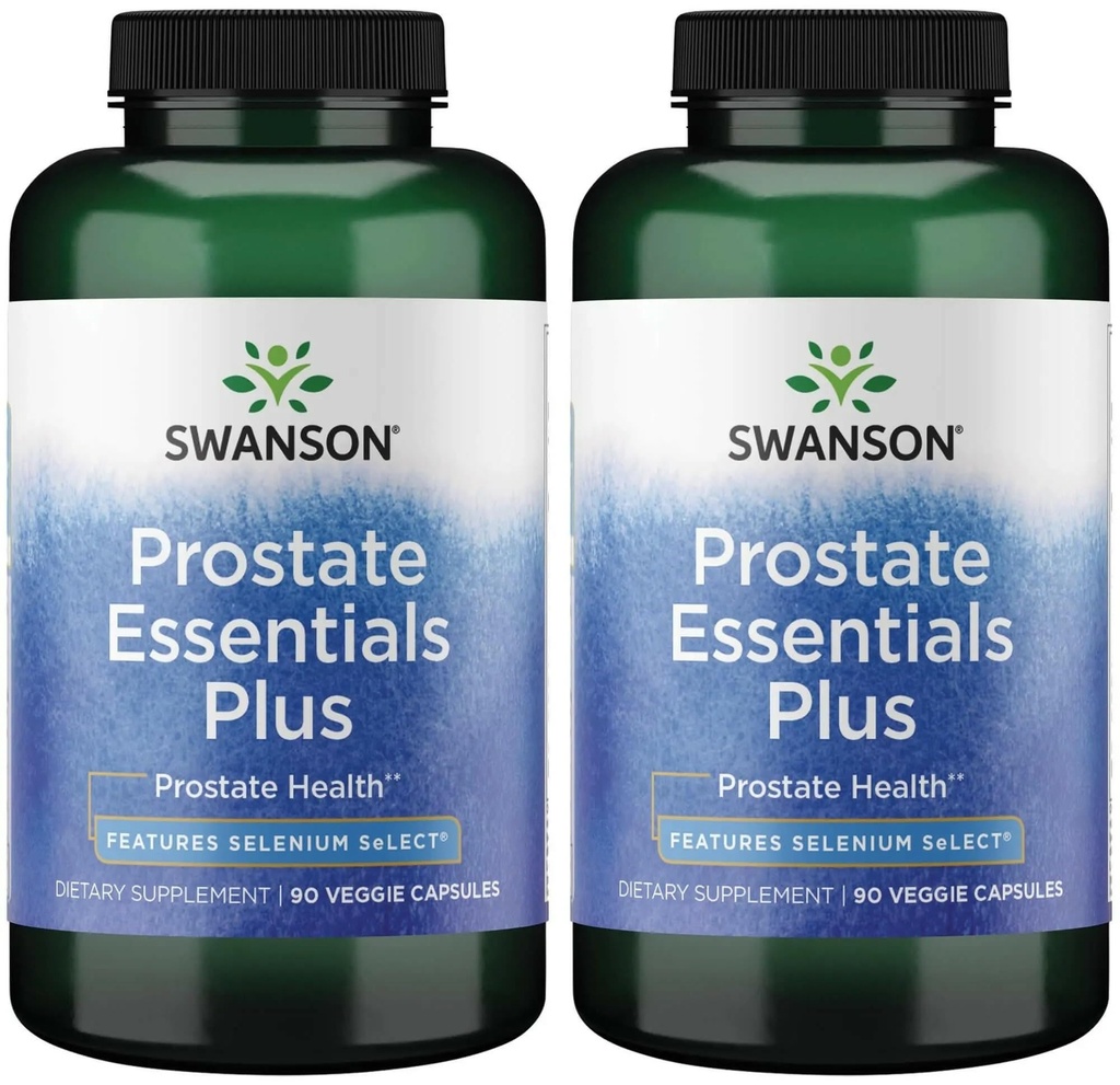 Swanson Prostate Plus - Supplément naturel pour les hommes favorisant un flux et une fréquence de trac urinaires sains - Soutien à la santé globale de la prostate 90 gélules (2 paquets)