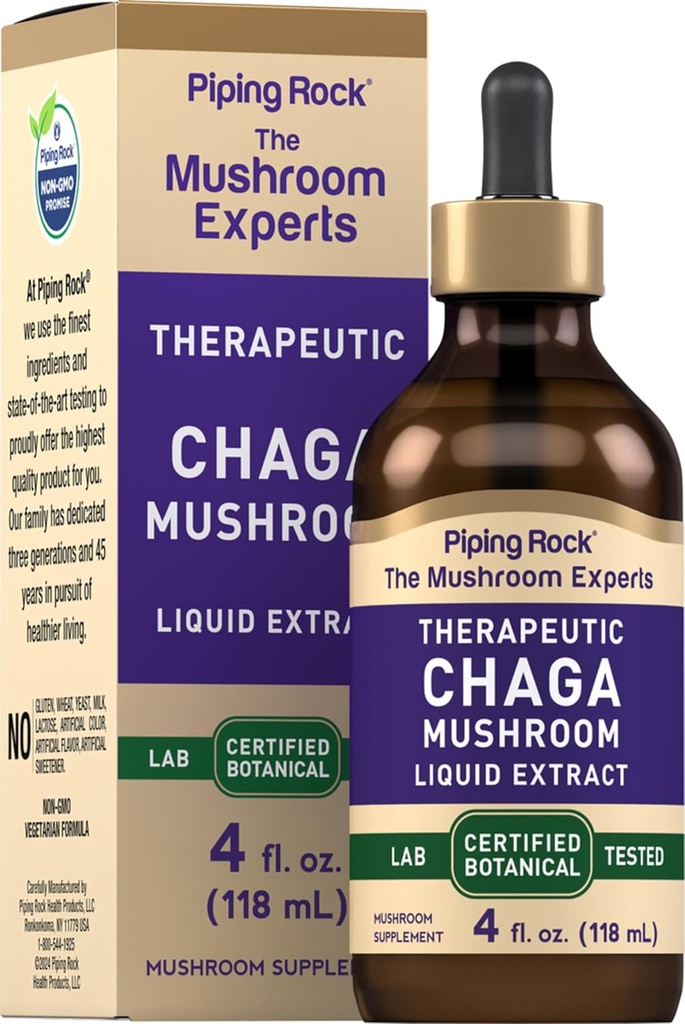 Piping Rock Chaga Mushroom Extrait liquide de 4 Fl Oz.