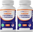 Pilules de caféine vitamatique avec L-Theanine – 300 mg par comprimé – 120 comprimés végétariens (paquet de 2, Total 240 comprimés)