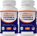Pilules de caféine vitamatique avec L-Theanine – 300 mg par comprimé – 120 comprimés végétariens (paquet de 2, Total 240 comprimés)