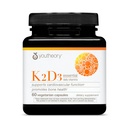 Youtheory K2D3 - Soutien à la santé des os et du coeur - Combine vitamine D3 et vitamine K2 - Sans lait, sans soja et sans gluten - 60 capsules végétariennes