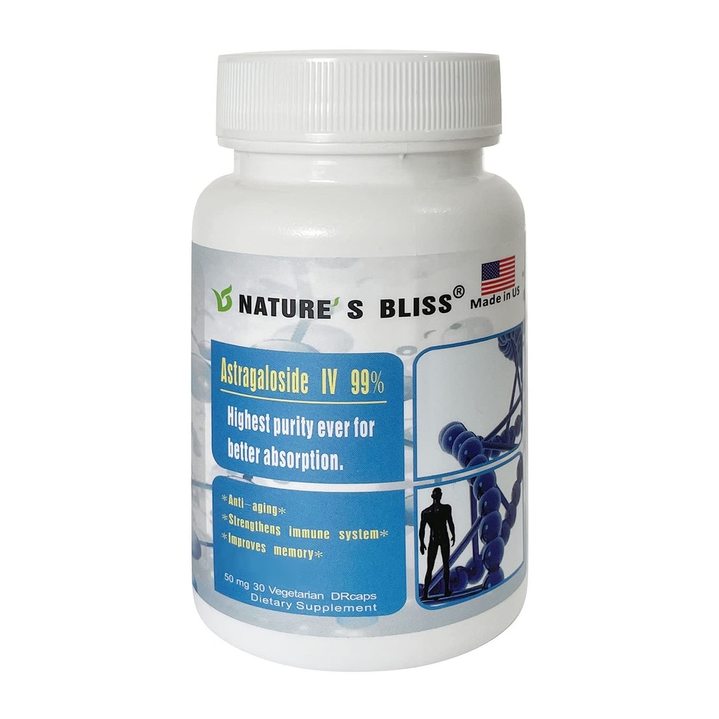 Nature'sbliss Acide stomach Protégé et Super-Absorption Extrait de racine Astragalus Astragaloside IV 99%, Fabriqué aux États-Unis, 50mg, 30caps (50mg x 30caps)