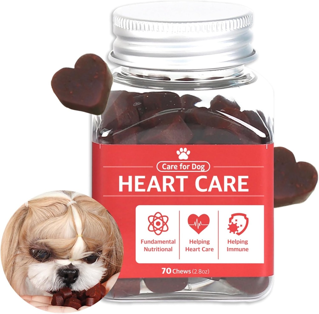 Dr.by HeartUp Heart Care Complements for Dogs and Puppy – Soft Chews for Dogs with Colostrum, L-Carnitine and Coenzyme Q-10-2.82 oz (80g), 70 Chews doux au fromage