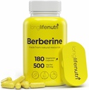 Extrait de Berberine 500mg HCL – de Berberis Aristata Vulgaris, 180 capsules végétariennes, supplément digestif pour le bien-être global, 6-Mois d'approvisionnement, non-OGM, 1000mg par service, GMP certifié, USA Made