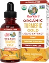 MaryRuth Organics USDA Turmeric Gold Liquid Drops (Liquid Drops) Mélange à base de plantes Turmeric Curcumin (L) Black Pepper (L) Cassia Cinnamon Bark (L'écorce du gingembre) Immmune Support (L) Non-OGM Projet Vérifié (Végétalien) 1oz