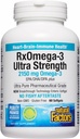 Facteurs naturels RxOmega-3 Ultra Strength - Supplément diététique pour la santé du cerveau et du coeur - Supplément santé oculaire avec EPA et DHA - Supplément avec acides gras oméga-3 - 60 Softgels (30 portions)