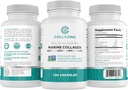 Peptides de collagène marin sauvage d'Alaska avec acide hyaluronique et vitamine C - Supporte la peau, les cheveux, les ongles, les articulations et les os - Collagène de type 1 et 3 pour les femmes et les hommes - 120 capsules en poudre