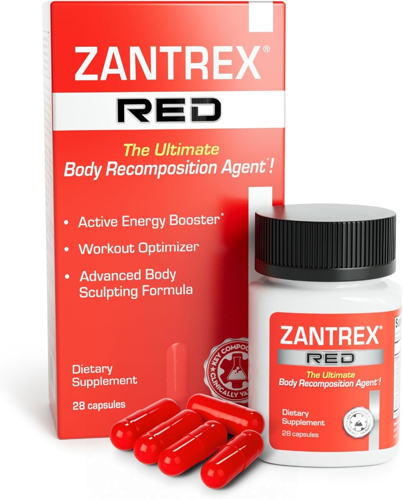 Zantrex Red Body Recomposition & Active Energy Booster Supplément prend en charge le sculpting corporel, la concentration accrue et la performance d'entraînement.