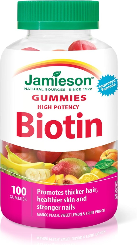 Jamieson Biotin haute puissance Gummies, 100 comte