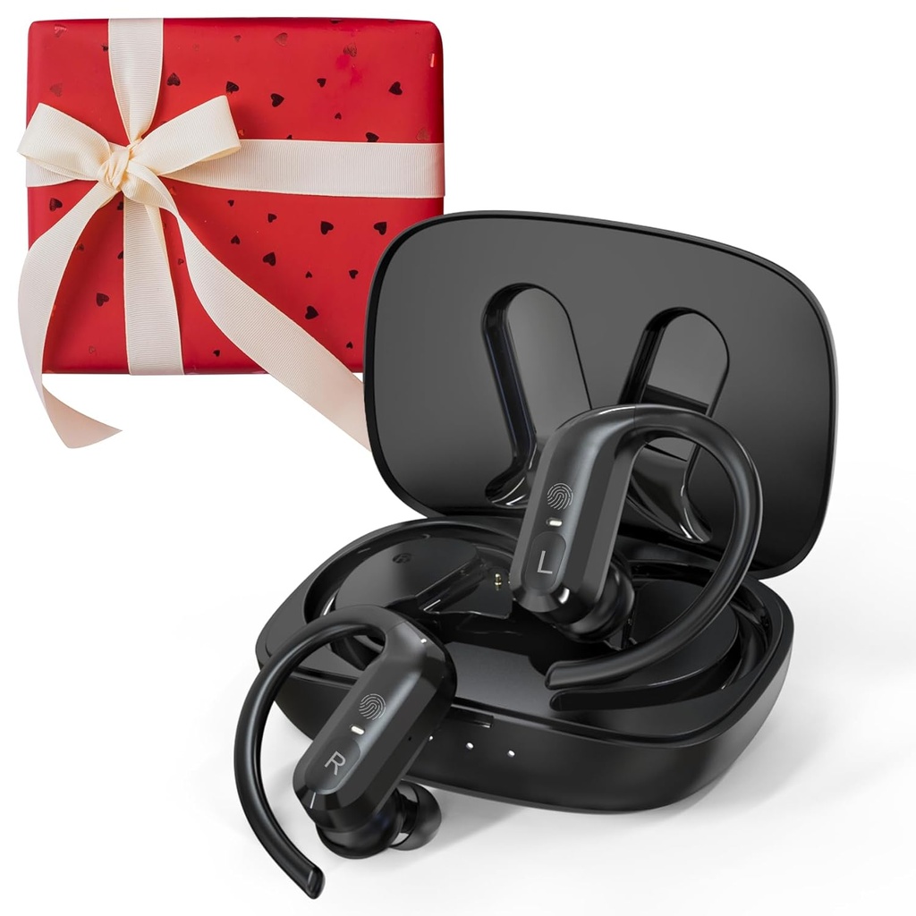 Aides auditives BTE rechargeables pour les aînés et les adultes, modèle noir standard pour la perte auditive sévère avec annulation de bruit et 5 niveaux de volume réglables, version noir standard